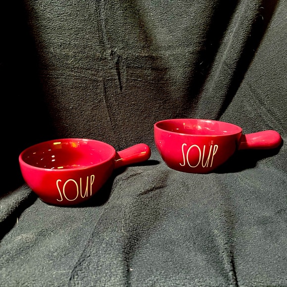 Rae Dunn Kitchen Rae Dunn Set Of Two Soup Bowls With Handles Red